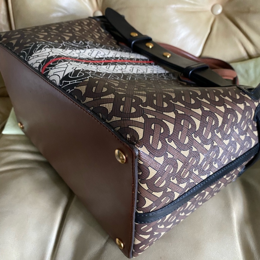 SALE Burberry Belt Bag Satchel w/Strap Monogram Stripe E-canvas 2Way Leather COA - Picture 15 of 16
